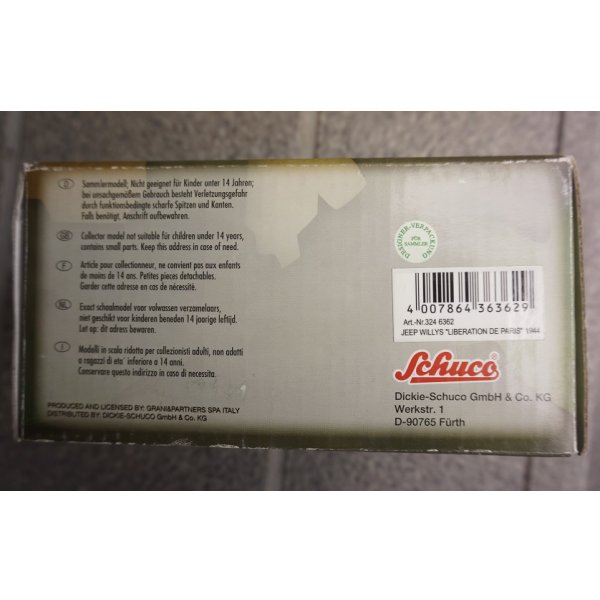 画像3: Schuco製 米軍ウィリス ジープ ミニカー第二次世界大戦パリ1944年仕様1/43新品