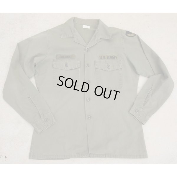 画像1: 米軍OG-507ユーティリティシャツ米陸軍資材司令部パッチ付きサイズ16 1/2