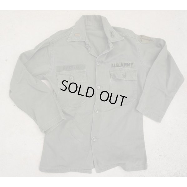 画像1: 米軍PX品ユーティリティシャツ1stタイプ型 歩兵学校少尉パッチ付きMEDIUM？