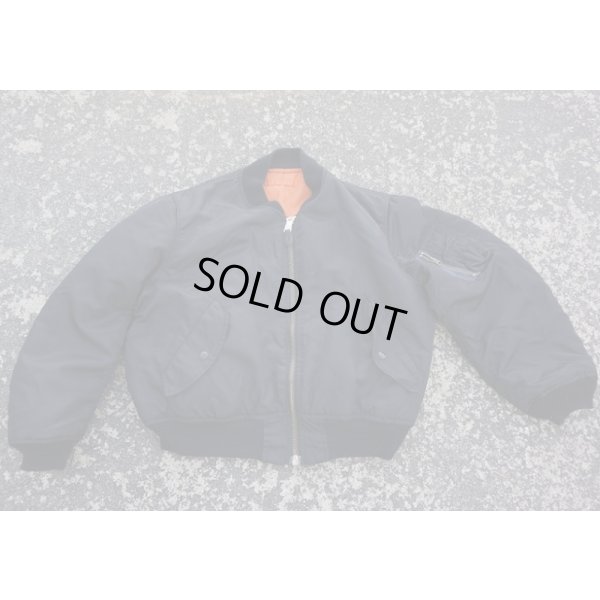 画像1: H.S.T.(ヒューストン)MA-1フライトジャケット黒MEDIUM