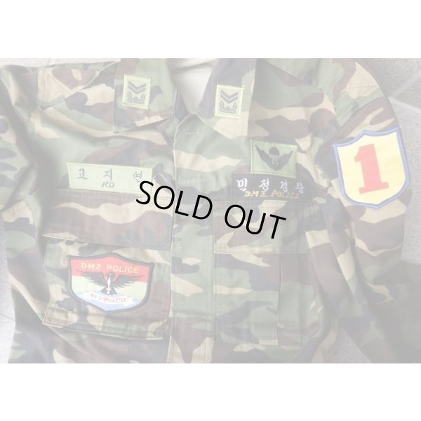画像5: 韓国軍ウッドランド迷彩 上下セット帽子付き陸軍第1歩兵師団DMZポリス着用品6号