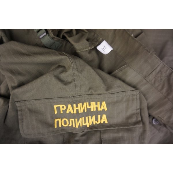 画像5: マケドニア国境警察OD戦闘服上下セットX-LARGE新品 徽章付き