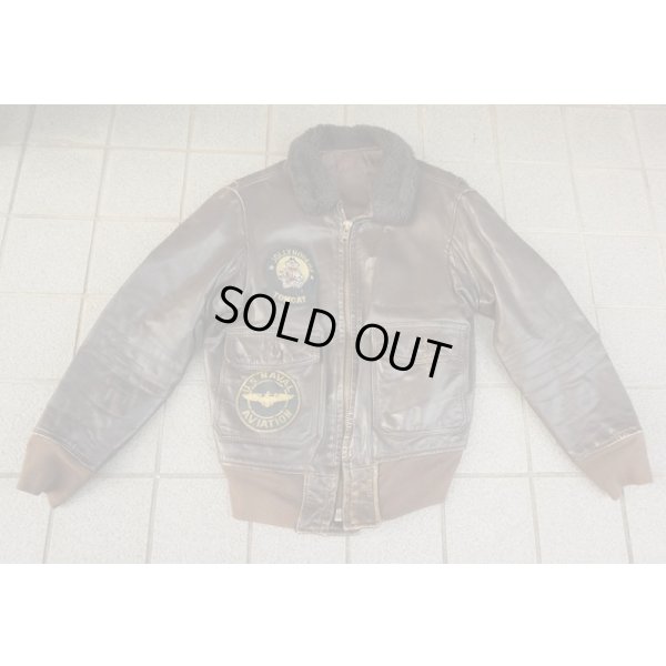 画像1: 米軍 米海軍G-1フライトジャケットVF-103・F-14トムキャット徽章付き