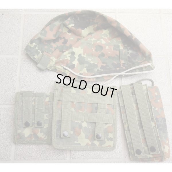 画像2: メーカー不明ヘルメットカバー&MFH製MOLLEポーチ旧仕様3個セット ドイツ連邦軍フレクター迷彩（フレック迷彩）