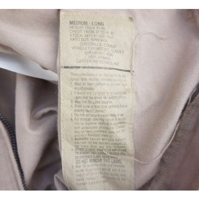 画像4: 米軍CVCカバーオール タンMEDIUM-LONGイラク派遣第63地域即応司令部着アラビア語刺繍入り