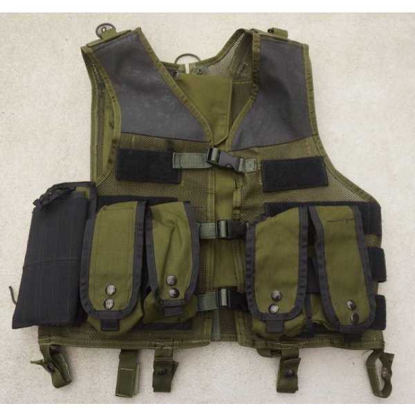 画像1: 米海軍特殊部隊放出ブラックホークOMEGAモジュラーベストOD改造品ポーチ5個付き旧タグ品