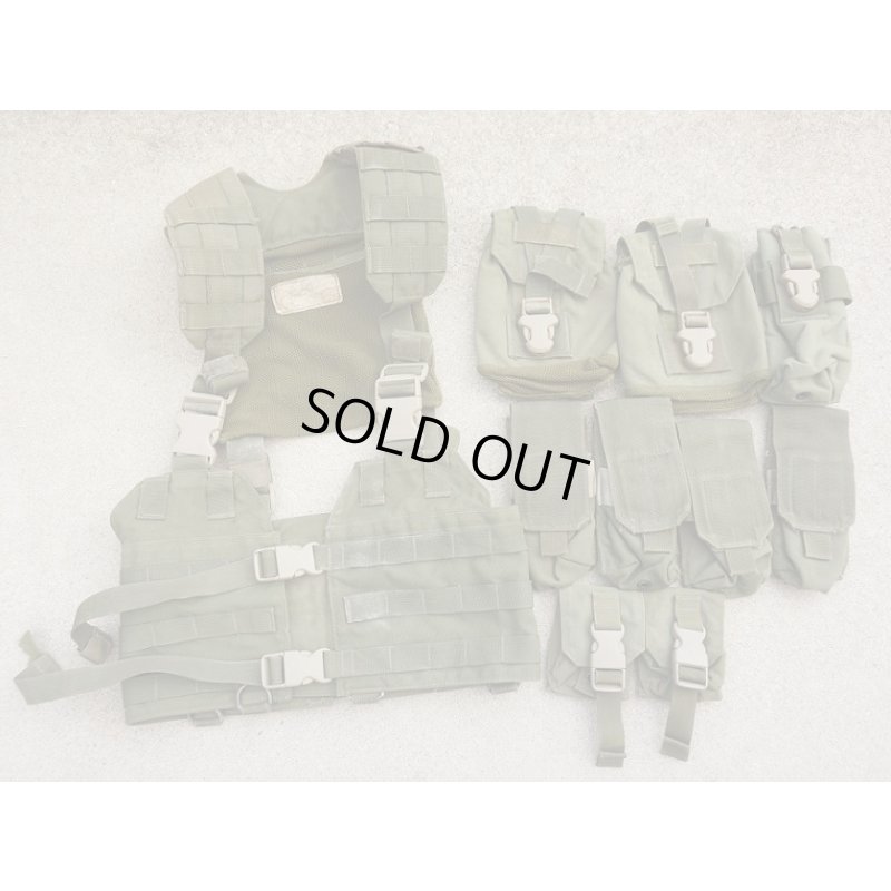 画像1: 米軍放出LBT-9019B DF-LCSタイプHハーネスOD ポーチ9個付きセット