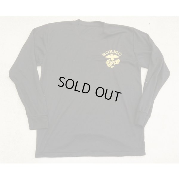 画像1: 韓国軍 海軍海兵隊Tシャツ降下章刺繍入り黒