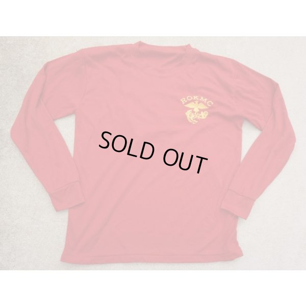 画像1: 韓国軍 海軍海兵隊Tシャツ刺繍入り赤