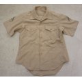 米軍 米海兵隊 夏季制服チノシャツ サイズ17一等兵階級章付き