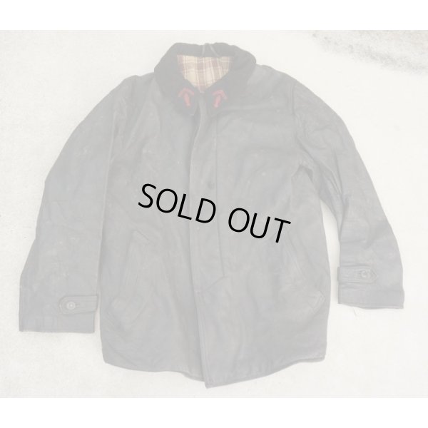 画像1: フランス消防士革製ジャケット襟章付き