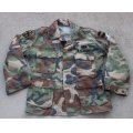 米軍ウッドランド迷彩BDUジャケット初期型SMALL-SHORT FORSCOM・MACVパッチ付き