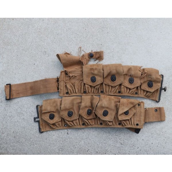 画像1: 特価◆第二次世界大戦 米軍ブリティッシュメイド品M1ガーランド用M1923カートリッジベルト後期型カーキ