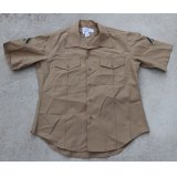 米軍 米海兵隊 夏季制服チノシャツ サイズ16 1/2一等兵階級章付き