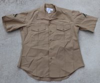 米軍 米海兵隊 夏季制服チノシャツ サイズ16 1/2一等兵階級章付き