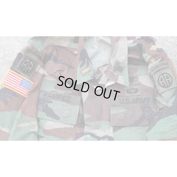 画像4: 米軍ウッドランド迷彩BDUジャケット後期型MEDIUM-REGULAR第82空挺師団需品科少尉パッチ付き