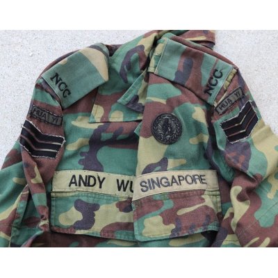 画像4: シンガポール軍リーフ迷彩ジャケットMEDIUM士官候補生フルパッチ品