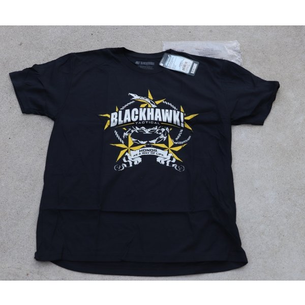 画像1: 米軍放出ブラックホークTシャツ黒LARGE新品