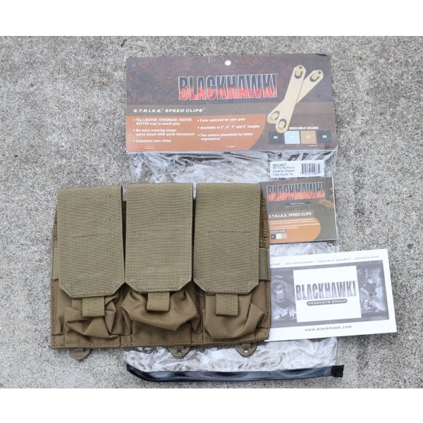 画像1: ブラックホークSTRIKEトリプルマガジンポーチCT(コヨーテタン)スピードクリップタイプ新品
