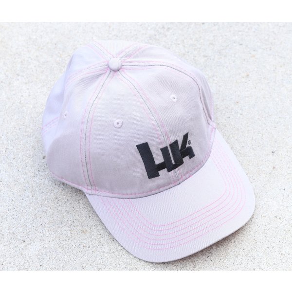 画像1: H&K製HKキャップ灰Xピンク新品