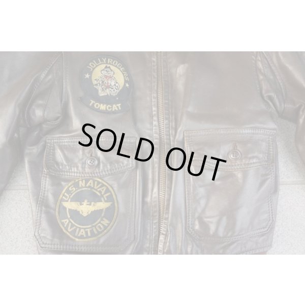 画像3: 米軍 米海軍G-1フライトジャケットVF-103・F-14トムキャット徽章付き (3)