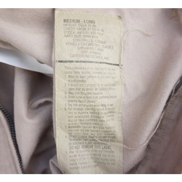 画像4: 米軍CVCカバーオール タンMEDIUM-LONGイラク派遣第63地域即応司令部着アラビア語刺繍入り (4)