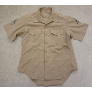 画像: 米軍 米海兵隊 夏季制服チノシャツ サイズ17一等兵階級章付き