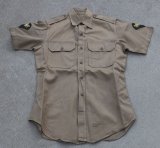 画像: 米軍 米陸軍カーキ夏季制服サービスシャツ15 X 32 4等特技兵階級章付き