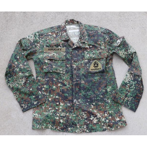 画像1: フィリピン軍 海軍海兵隊 戦闘服ジャケットPHILMARPAT迷彩ジャケット徽章付 (1)