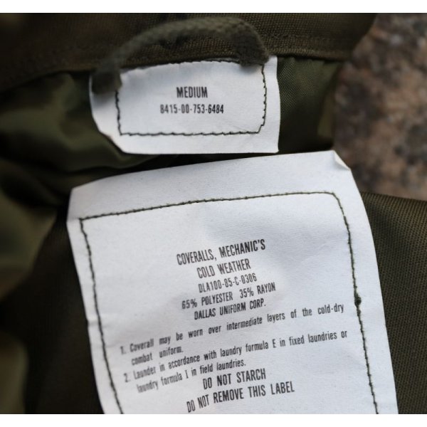 画像6: 米軍 冬季用メカニックカバーオールOD MEDIUM新品 (6)