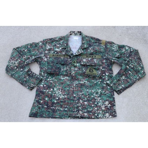 画像1: フィリピン軍 海軍海兵隊 戦闘服ジャケットPHILMARPAT迷彩 徽章付 (1)