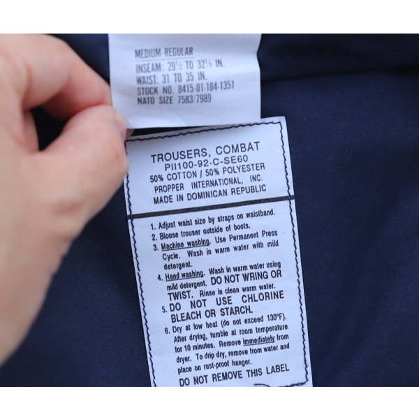 画像3: 米軍放出？米法執行機関放出？プロパーBDUパンツ紺MEDIUM-REGULAR新品 (3)