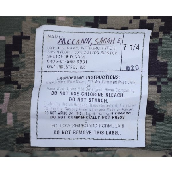 画像5: 米軍 米海軍NWU TYPE3八角帽7 1/4 (5)