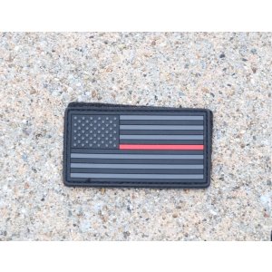 画像: LBT-1781米消防士向けシンレッドライン星条旗ラバーフラッグパッチ新品