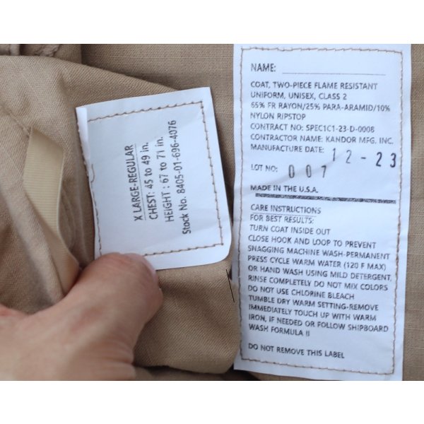 画像4: 米軍 米海軍2POCジャケット カーキX-LARGE-REGULAR (4)