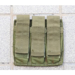 画像: 米軍放出SOE胸部用トリプルピストルマガジンポーチOD