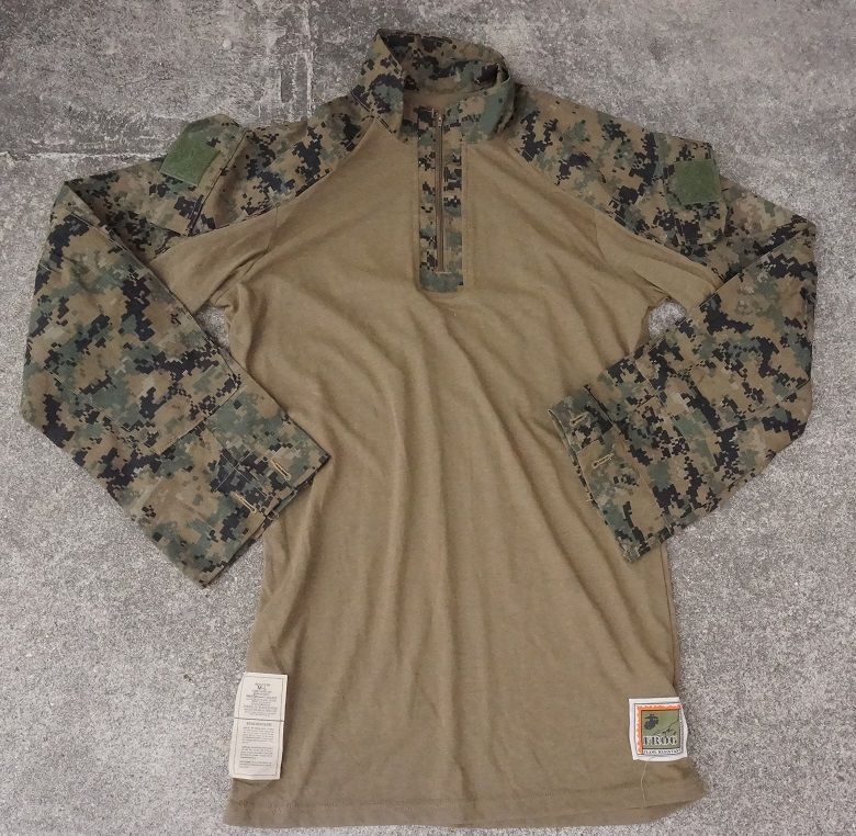 米軍 米海兵隊FROGコンバットシャツ ウッドランドMARPAT迷彩MEDIUM